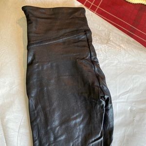 Full length black leather Leggings